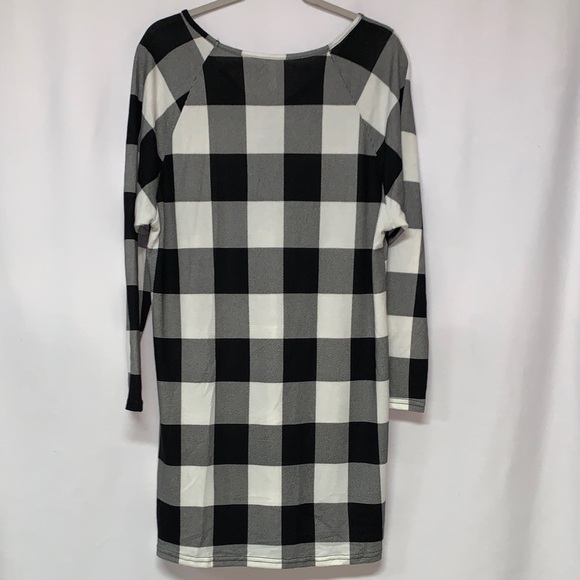 Plaid Long Sleeve Dress - Black and White - Picture 5 of 6